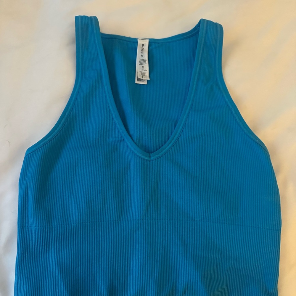 athleta ribbed blue tanktop